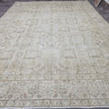 Faded Oushak Rug: Hand Knotted Wool, Distressed Turkish Design (9.4x12.7 ft.)