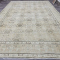 Large Hand-Knotted Turkish Oushak Rug: 9.25 x 13 ft, Neutral Floral
