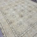 9x13 Classic Vintage Oushak Area Rug Cream Beige Brown/ 9.25 x 13 feet