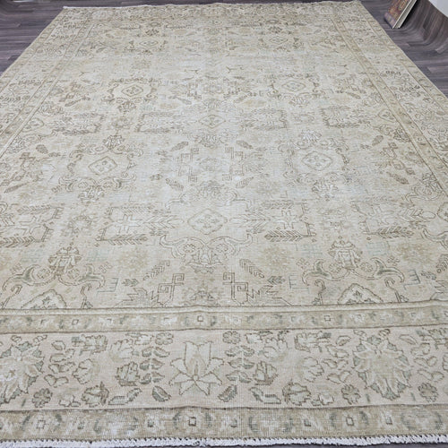 10x13 Neutral HandKnotted Wool Oushak Area Rug // 9.50x12.60 feet