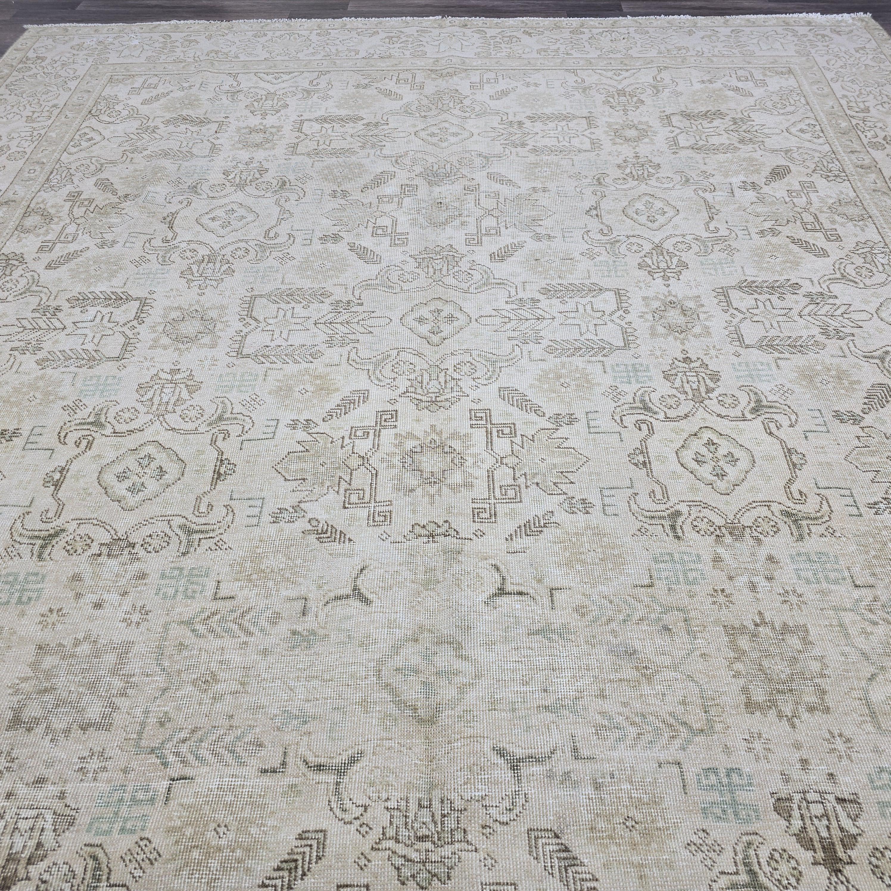 9x13 Antique Oushak Rug – 9.40x12.65 feet Turkish Wool Rug Hand Knotted - Large Vintage Area Rug