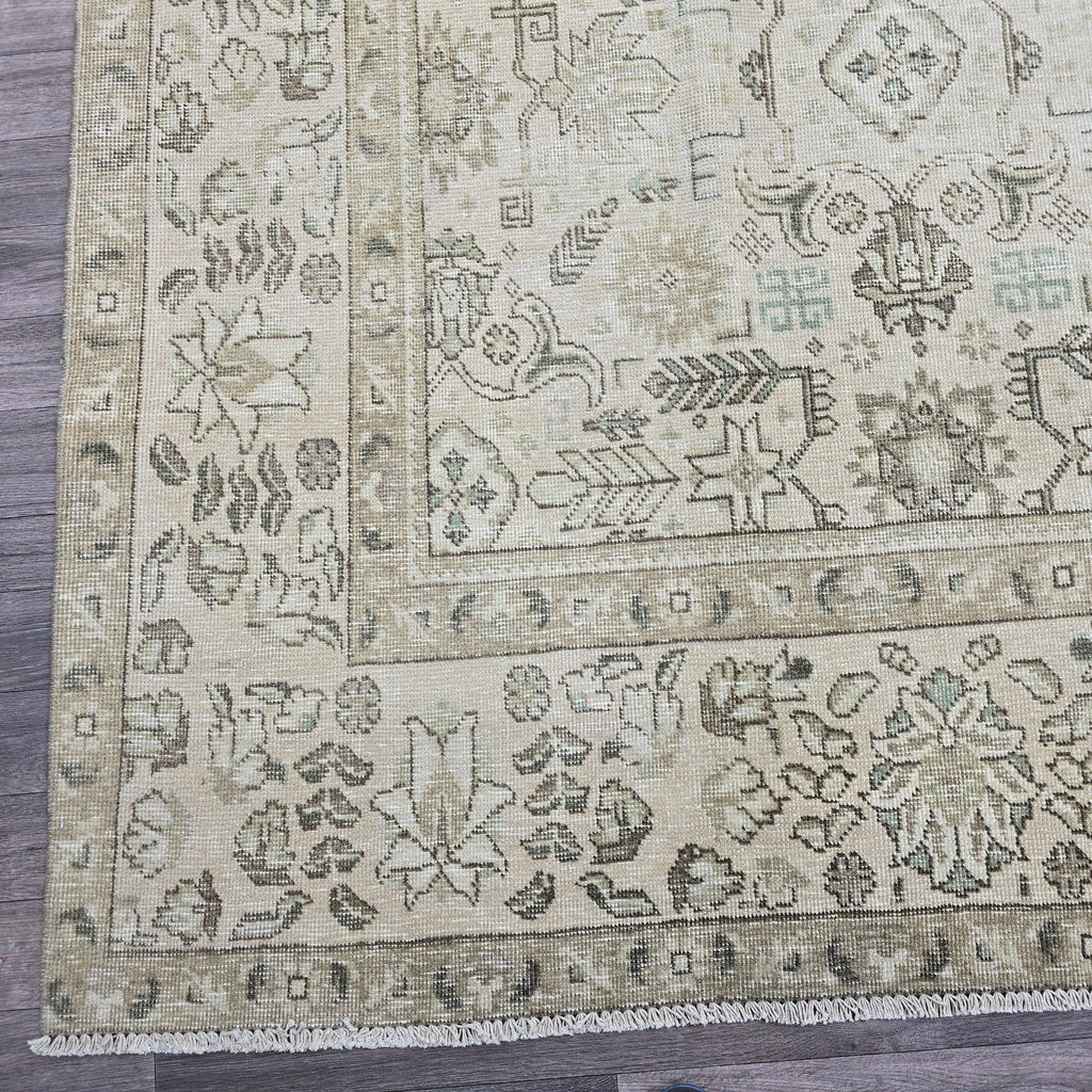 9x12 Vintage Handwoven Neutral Beige Large Area Rug – 9.40x12.65 ft Turkish Bohemian Carpet