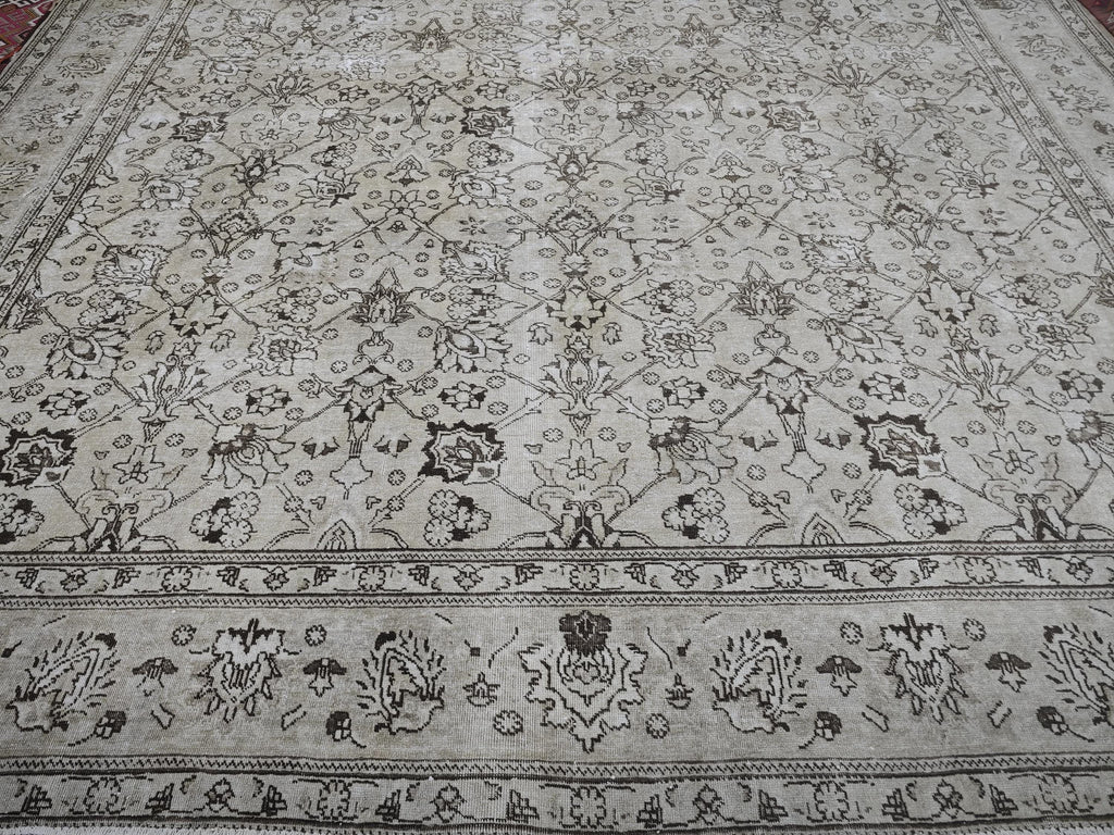 11x14 Oushak Rug: Muted Vintage Turkish Wool Carpet