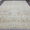 Antique 9x12 Oushak Area Rug : Neutral Hand Knotted Wool Turkish Rug for bedroom and livingroom