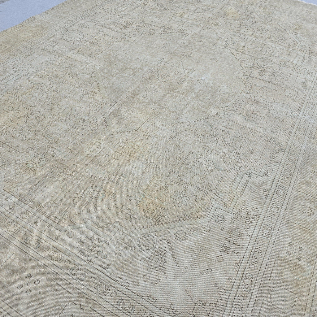 Classic Muted Vintage Area Rug/ Handmade Wool Oushak rug Beige Brown, Tan