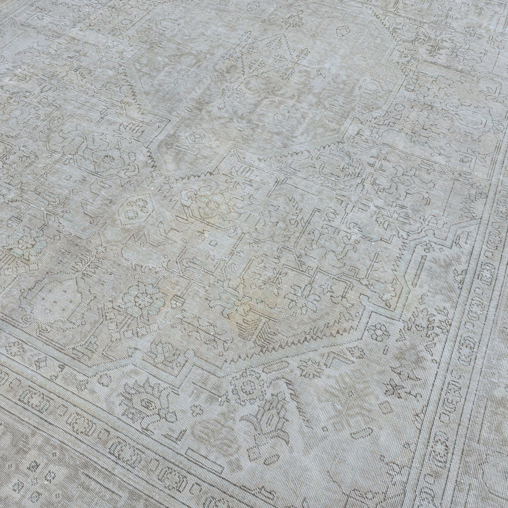 Classic Muted Vintage Area Rug/ Handmade Wool Oushak rug Beige Brown, Tan