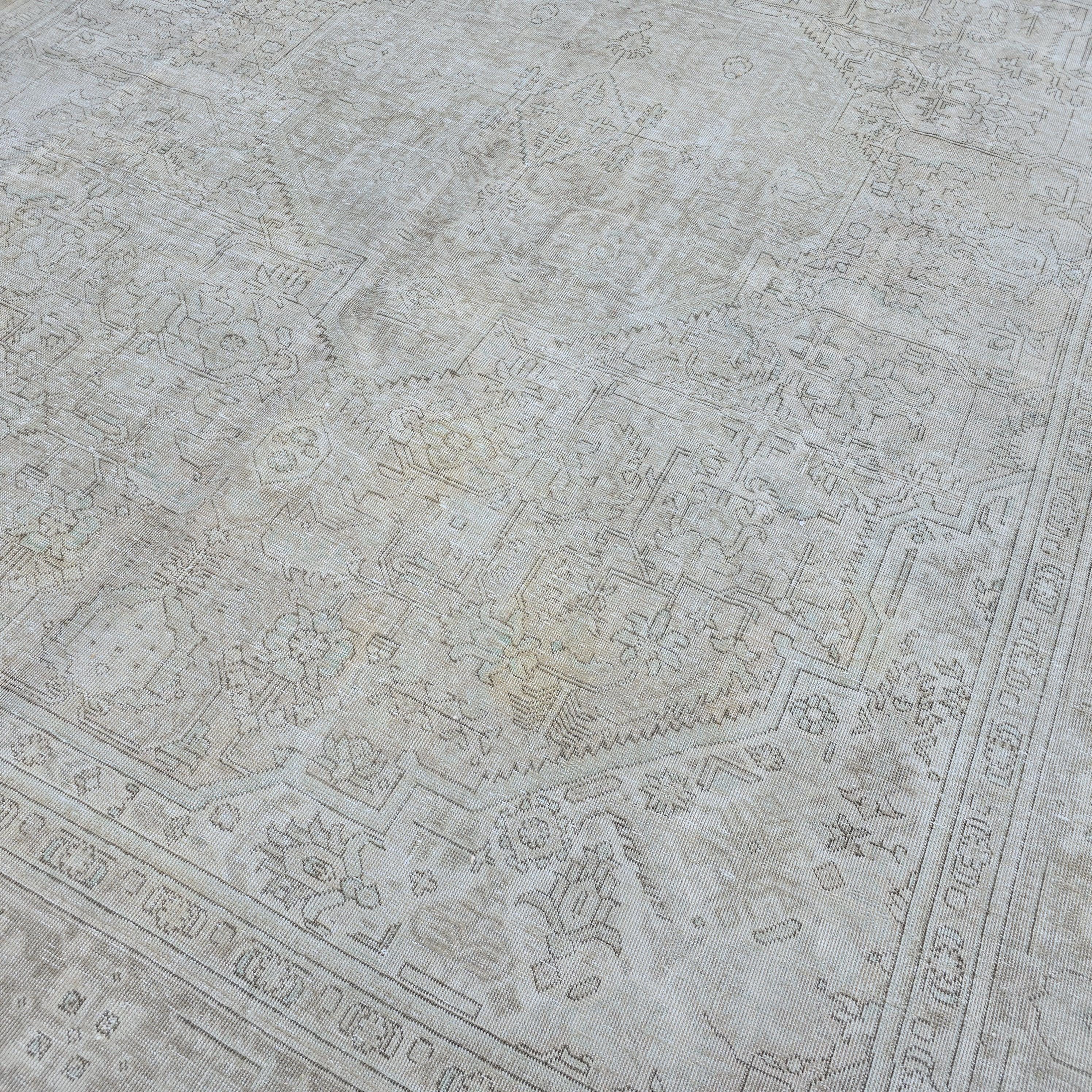 Classic Muted Vintage Area Rug/ Handmade Wool Oushak rug Beige Brown, Tan