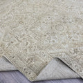 9x12 ft Hand-Knotted Wool Turkish Oushak Rug: Neutral Vintage Distressed Carpet