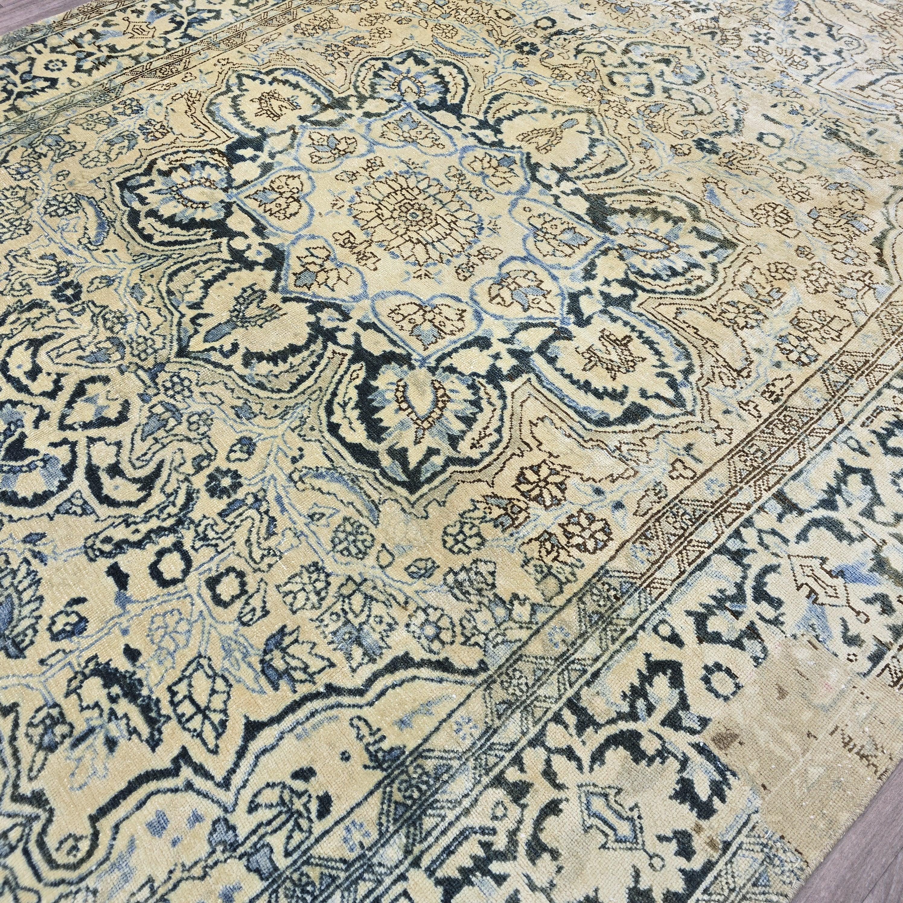 8x11 Oushak Rug: Neutral Turkish Vintage Wool Area Rug