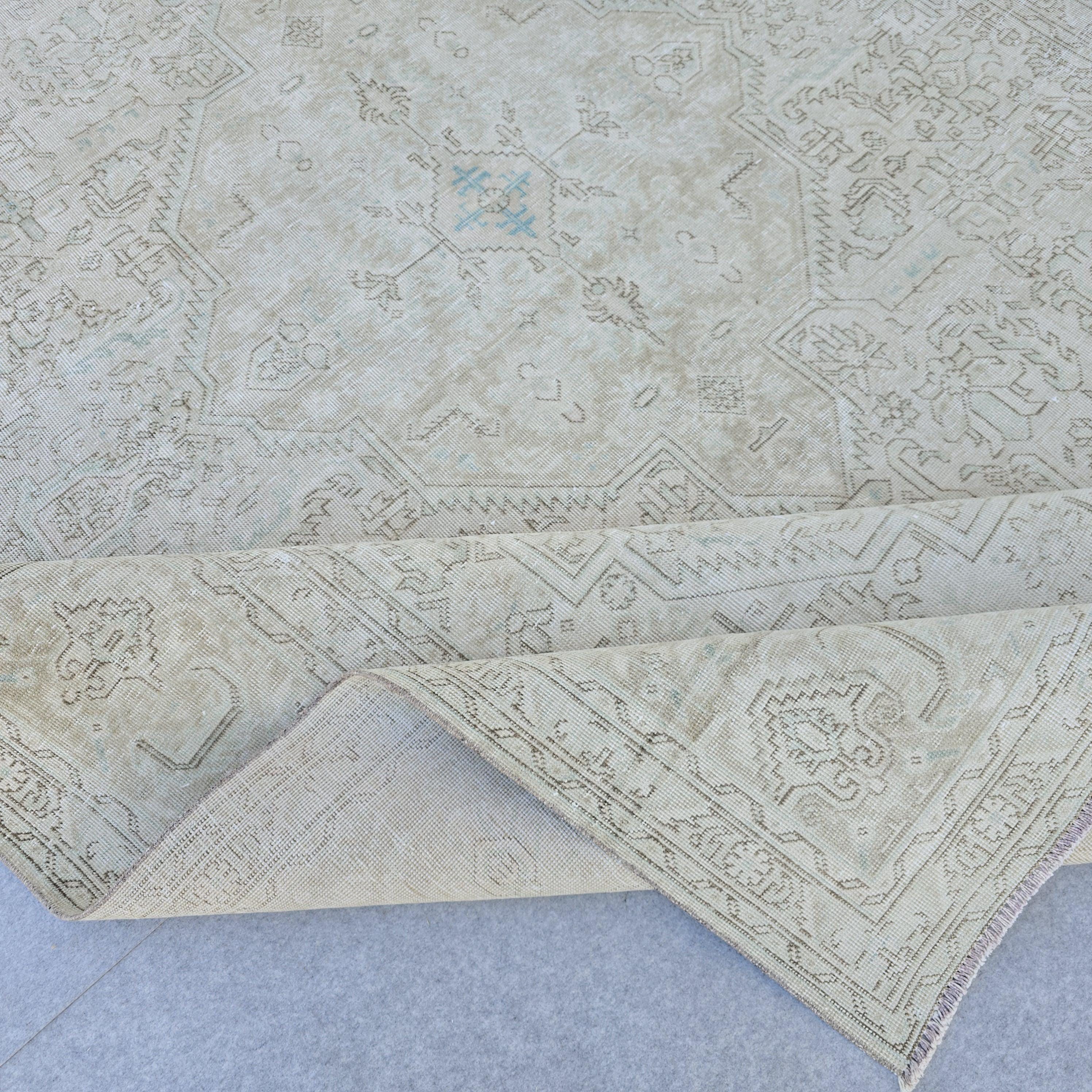 Handmade Wool Oushak Rug 9x12: Extra Large Neutral Oriental Area Rug