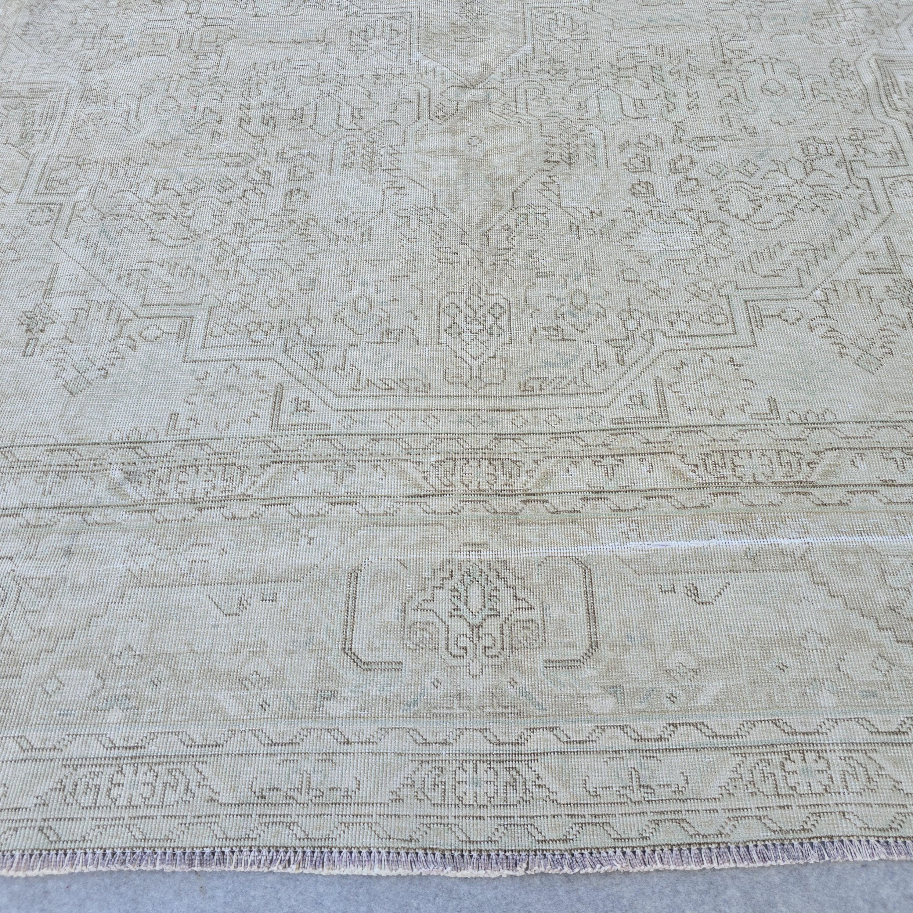 Handmade Wool Oushak Rug 9x12: Extra Large Neutral Oriental Area Rug