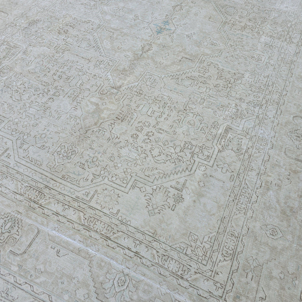 Handmade Wool Oushak Rug 9x12: Extra Large Neutral Oriental Area Rug