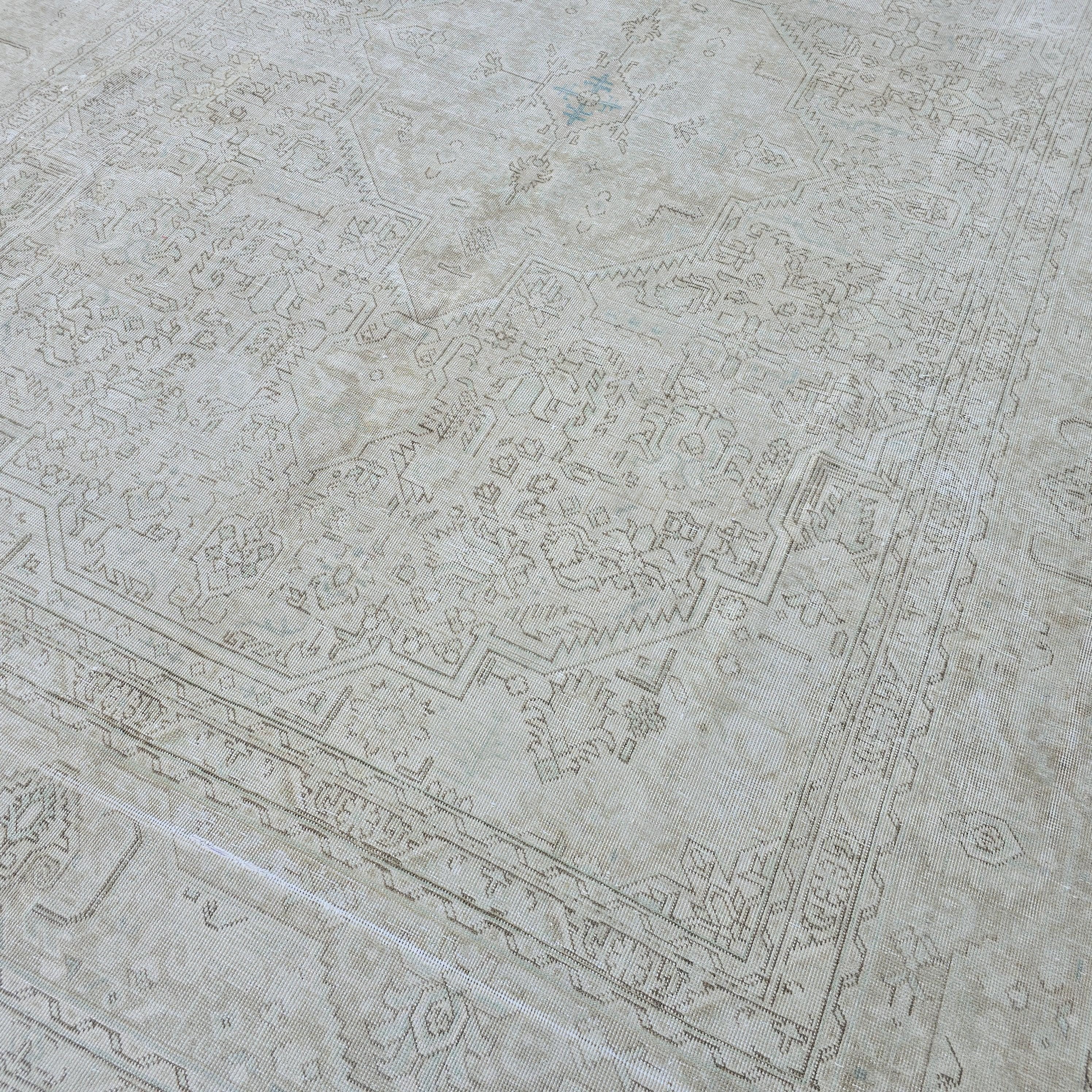 Handmade Wool Oushak Rug 9x12: Extra Large Neutral Oriental Area Rug