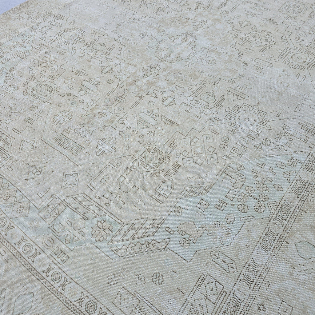 10x12 Large Oushak Rug/ Hand Knotted Wool Vintage Rug/ Neutral Turkish Rug/ Authentic Wool Area Rug for Livingroom and Bedroom, 9.7x12.25 ft