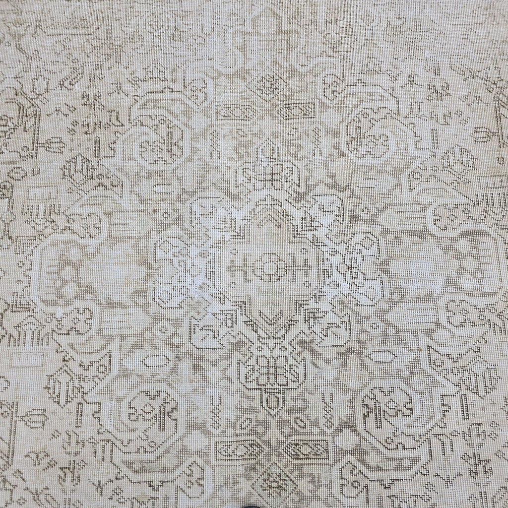 9x12 Hand-Knotted Wool Oushak Rug: Neutral Cream Beige Turkish Area Rug