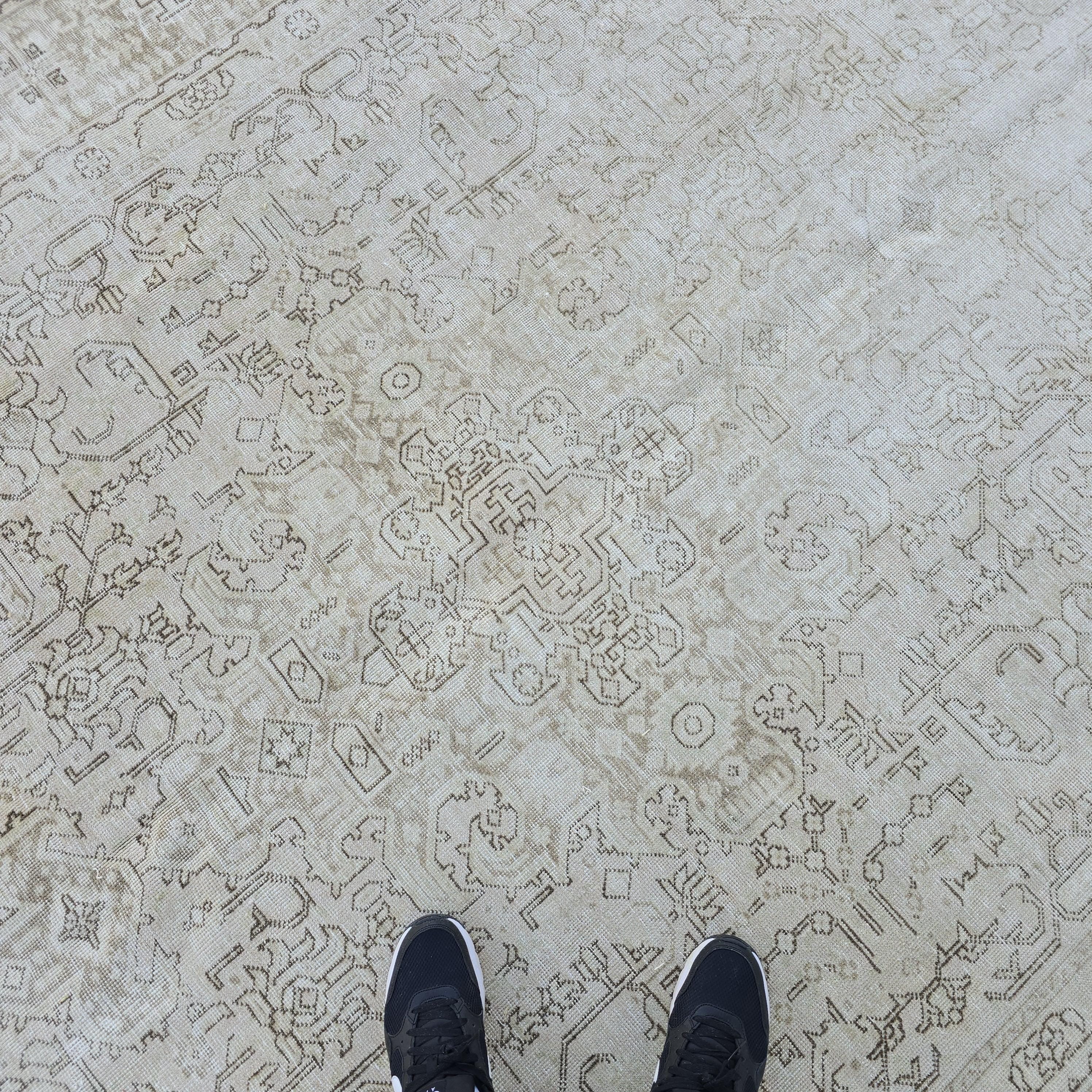 Handmade 8x11 Neutral Area Rug for Livingroom and Bedroom, Hand Knotted Turkish Oushak Rug