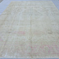 Vintage Oushak Rug 9.5x12.5 ft: Hand-Knotted Wool, Muted Beige Brown Pink