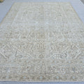 Turkish Rug 9x12 : Beige Blue Cream Taupe Wool Oushak Area Rug