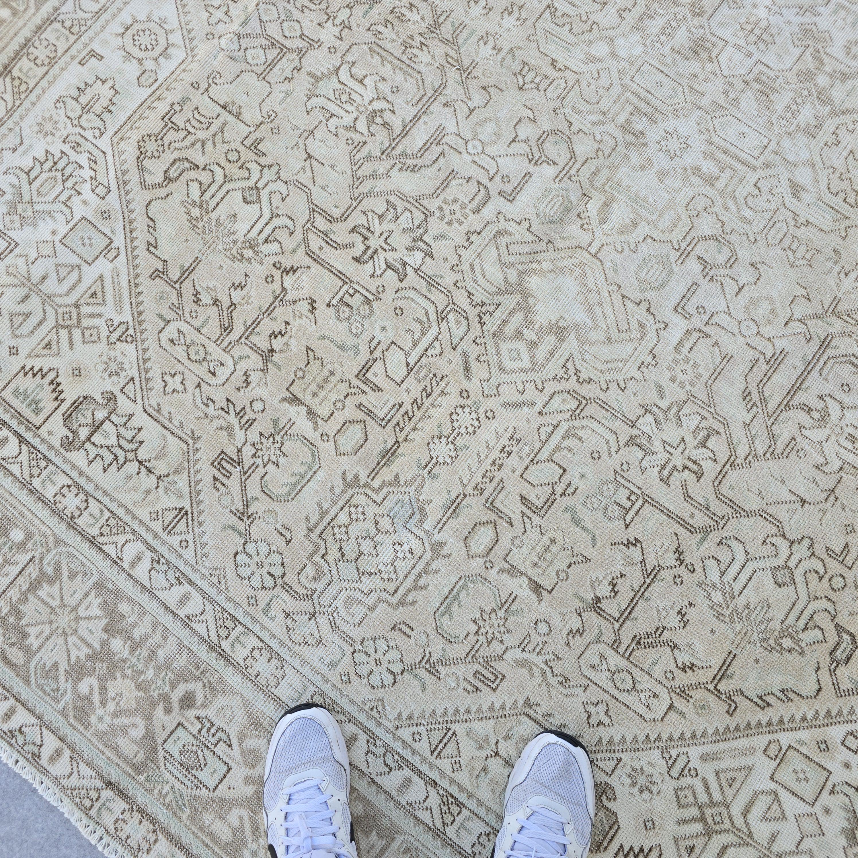 8x11 Handwoven Oushak Rug: Neutral Vintage Turkish Wool Carpet, Rug for Livingroom and Bedroom , Room size Area Rug, Authentic Muted rug