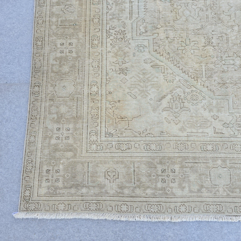 Classic Muted Vintage Area Rug/ Handmade Wool Oushak rug Beige Brown, Tan