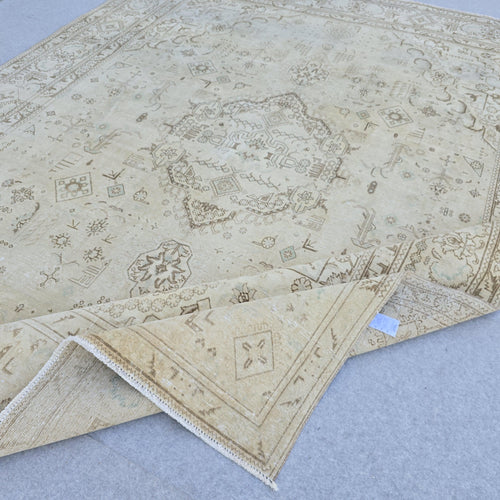 10x12 Neutral Oushak Rug/ Handmade Wool Turkish Rug/ Authentic Oriental Area Rug/ Boho decor Rug/ Anatolian Rug 10x12/ Large rug for Bedroom