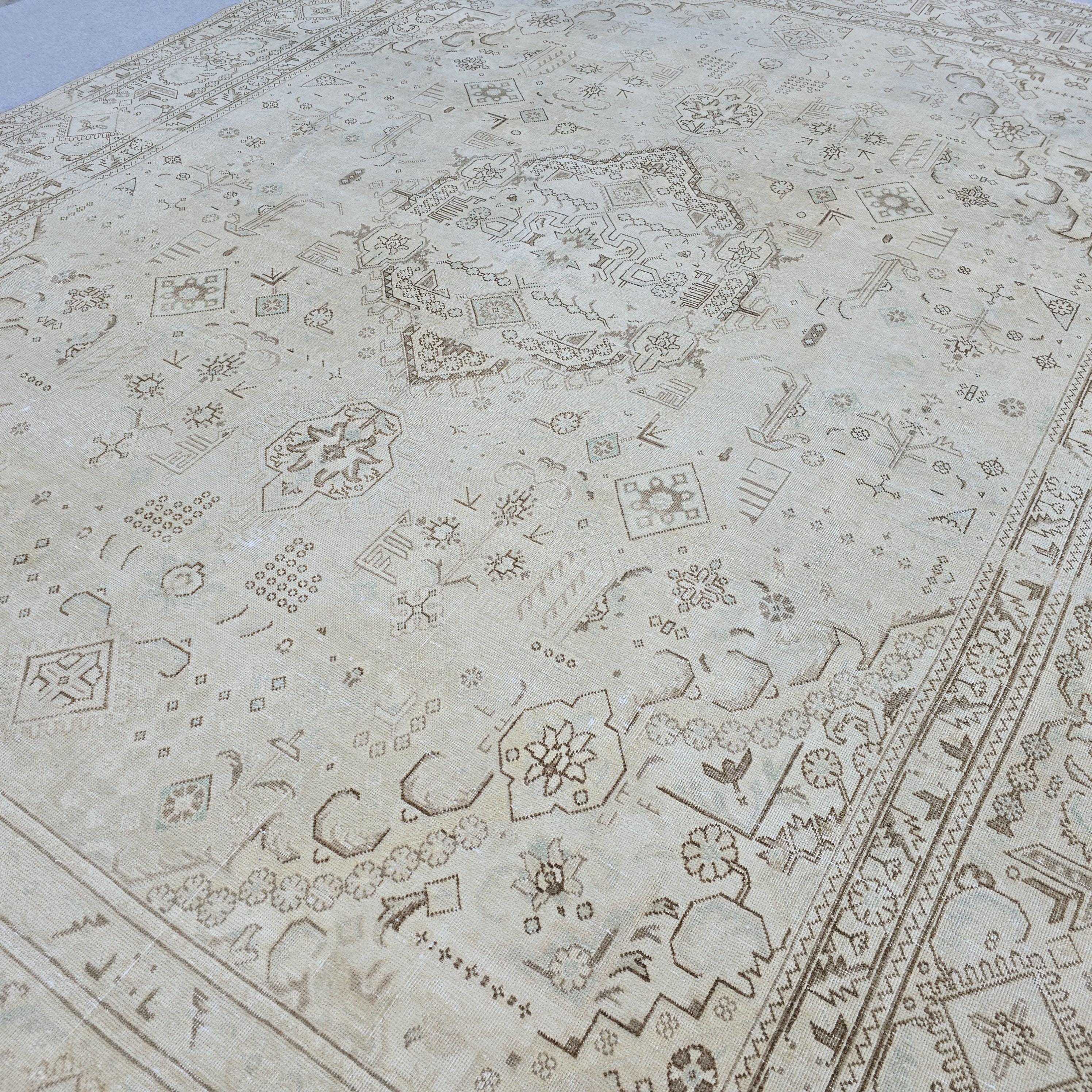 10x12 Neutral Oushak Rug/ Handmade Wool Turkish Rug/ Authentic Oriental Area Rug/ Boho decor Rug/ Anatolian Rug 10x12/ Large rug for Bedroom