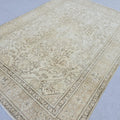 8x10 Oushak Rug: Neutral Turkish Vintage Wool Area Rug