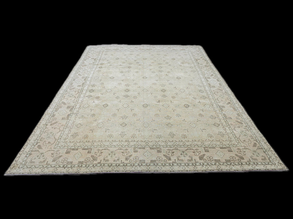 9x12 Antique Turkish Area Rug - Handmade Wool Oushak Rug /9.40x12.60 feet