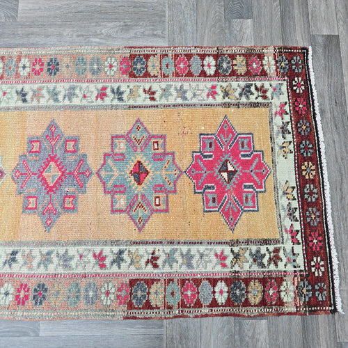 2.80x13.40 feet Colorful Vintage Wool Runner Rug - Herki Runner Traditional
