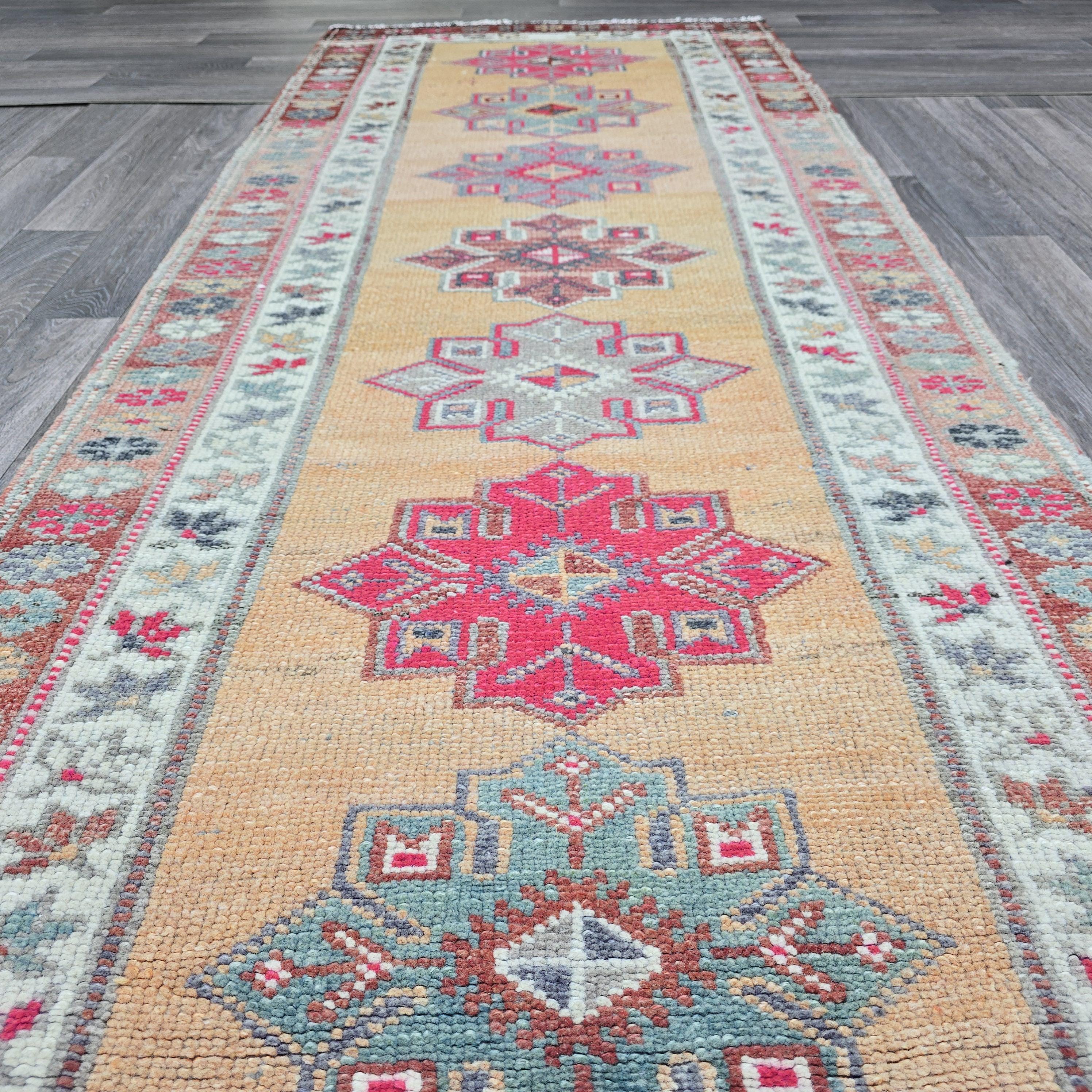 2.80x13.40 feet Colorful Vintage Wool Runner Rug - Herki Runner Traditional
