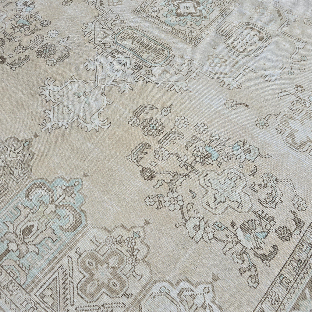 9x12 Neutral Vintage Turkish Oushak Area rug /9.50x11.80 feet