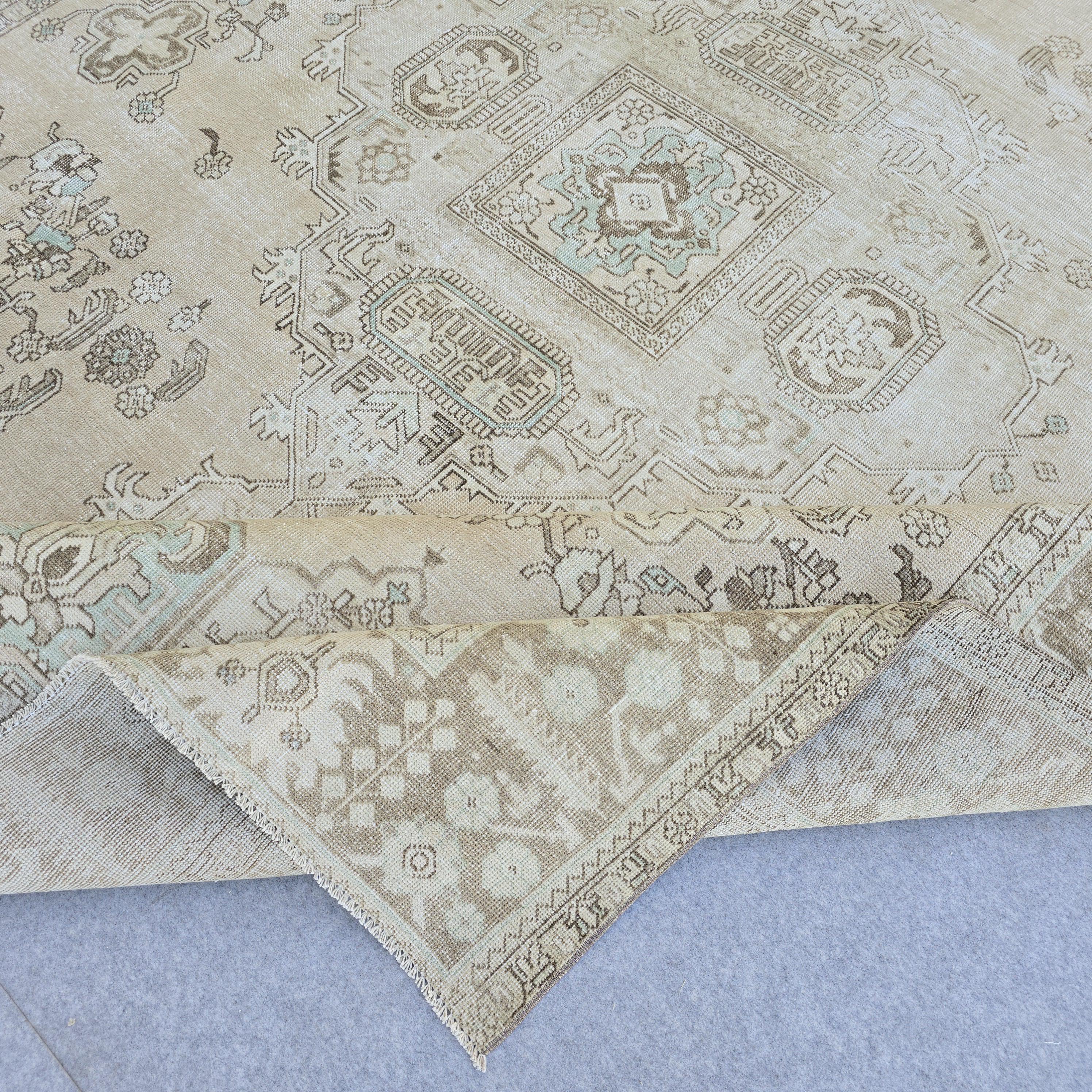Vintage Rug 9x12 : Neutral Turkish Oushak Area rug /9.50x11.80 feet