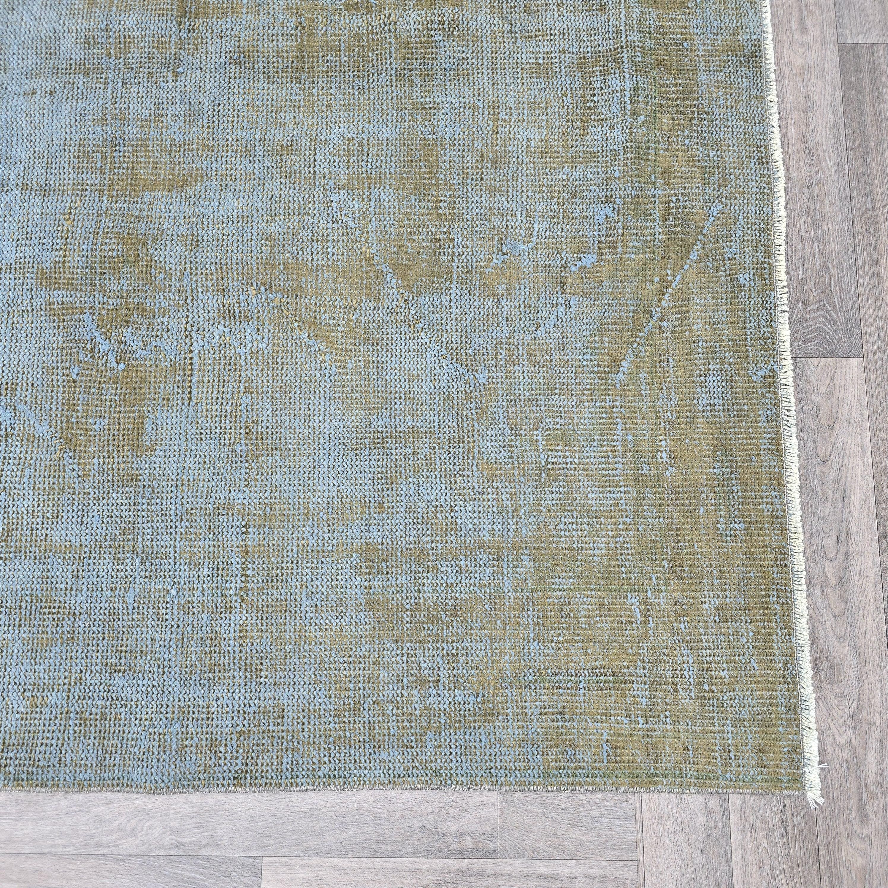 Faded Oushak Rug 6x10: Gray Rust Vintage Turkish Wool Carpet