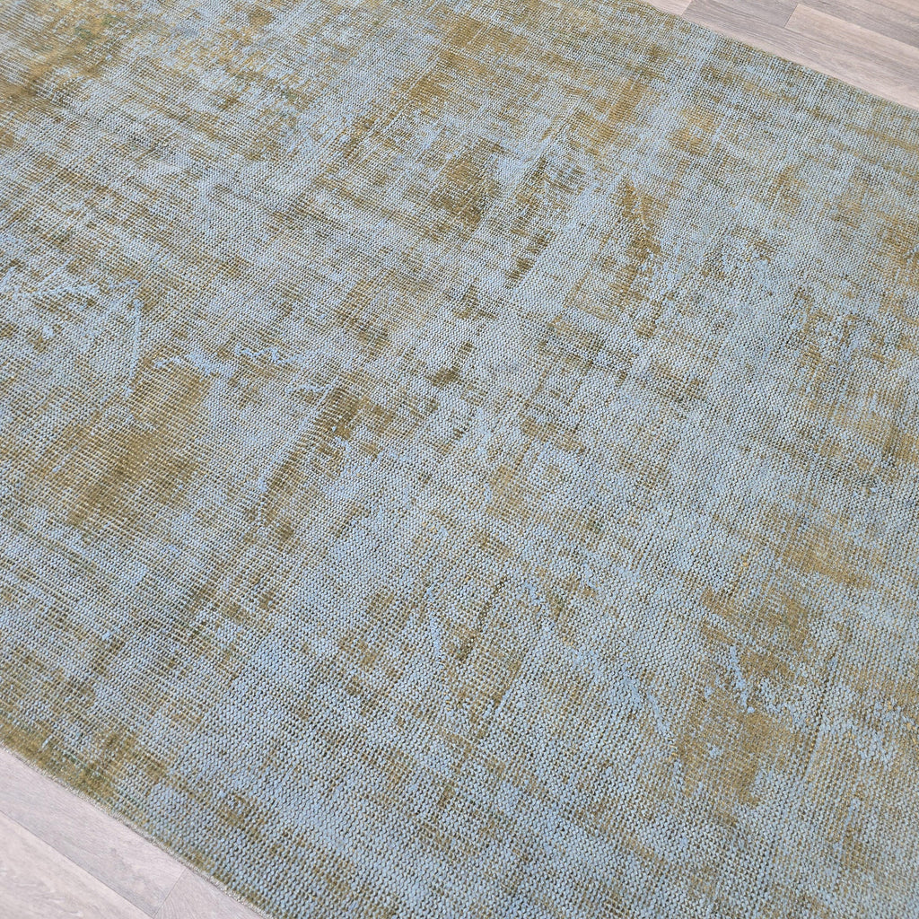Faded Oushak Rug 6x10: Gray Rust Vintage Turkish Wool Carpet