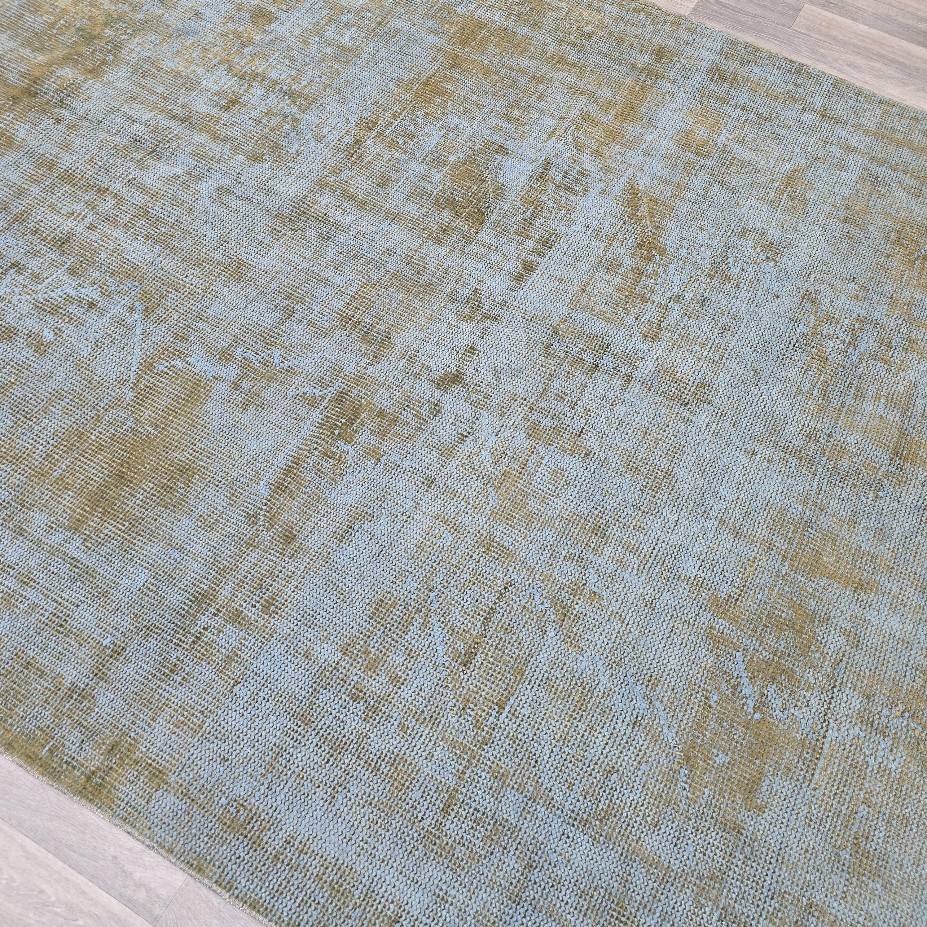 Faded Oushak Rug 6x10: Gray Rust Vintage Turkish Wool Carpet
