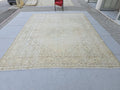 Oversized Vintage Turkish Rug: 10x12 Neutral Wool Area Rug Geometric