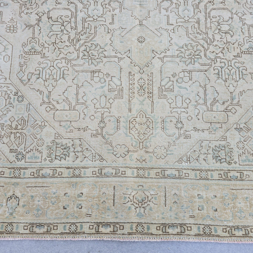 8x11 Vintage Turkish Oushak Rug: Handwoven Wool Area Rug