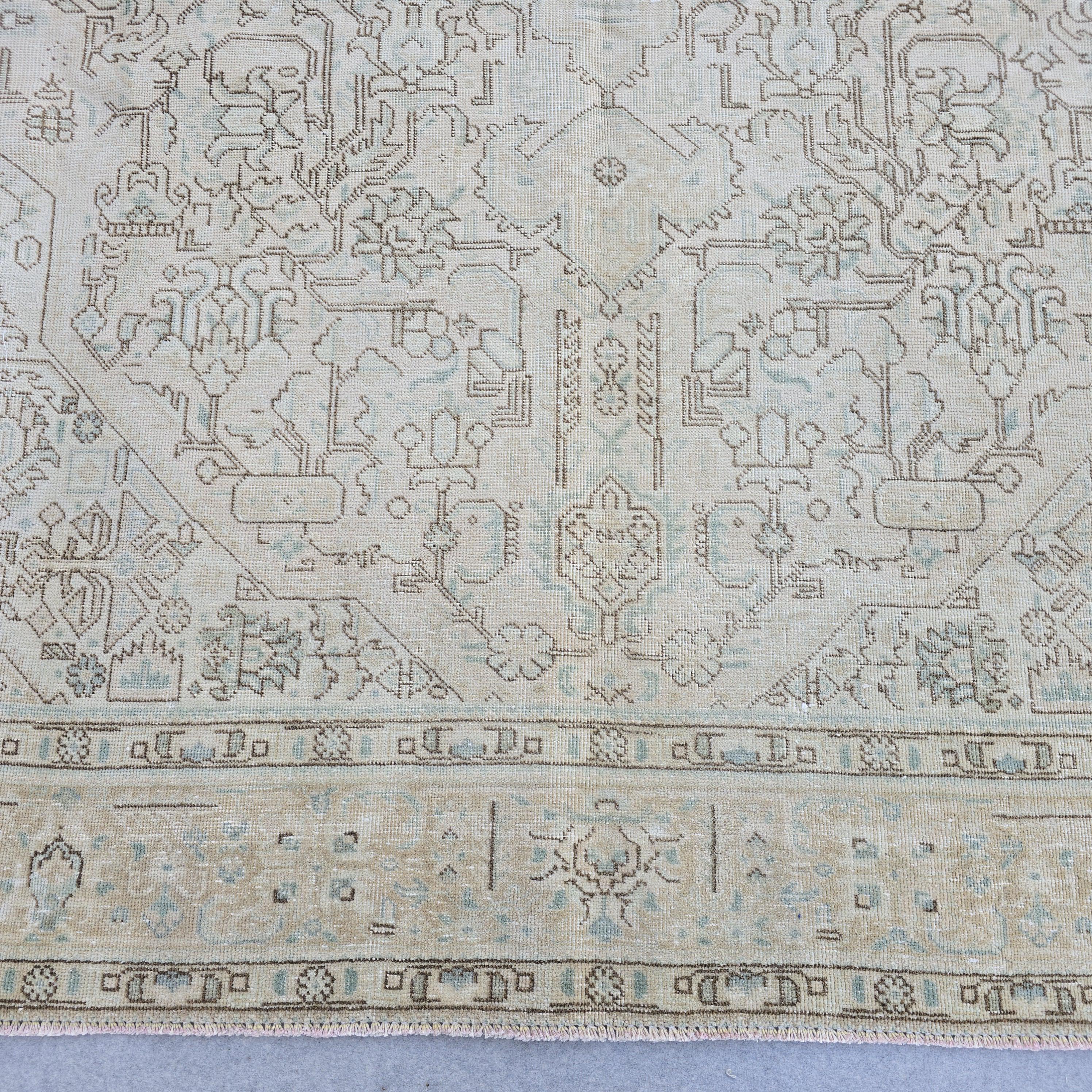 8x11 Vintage Turkish Oushak Rug: Handwoven Wool Area Rug