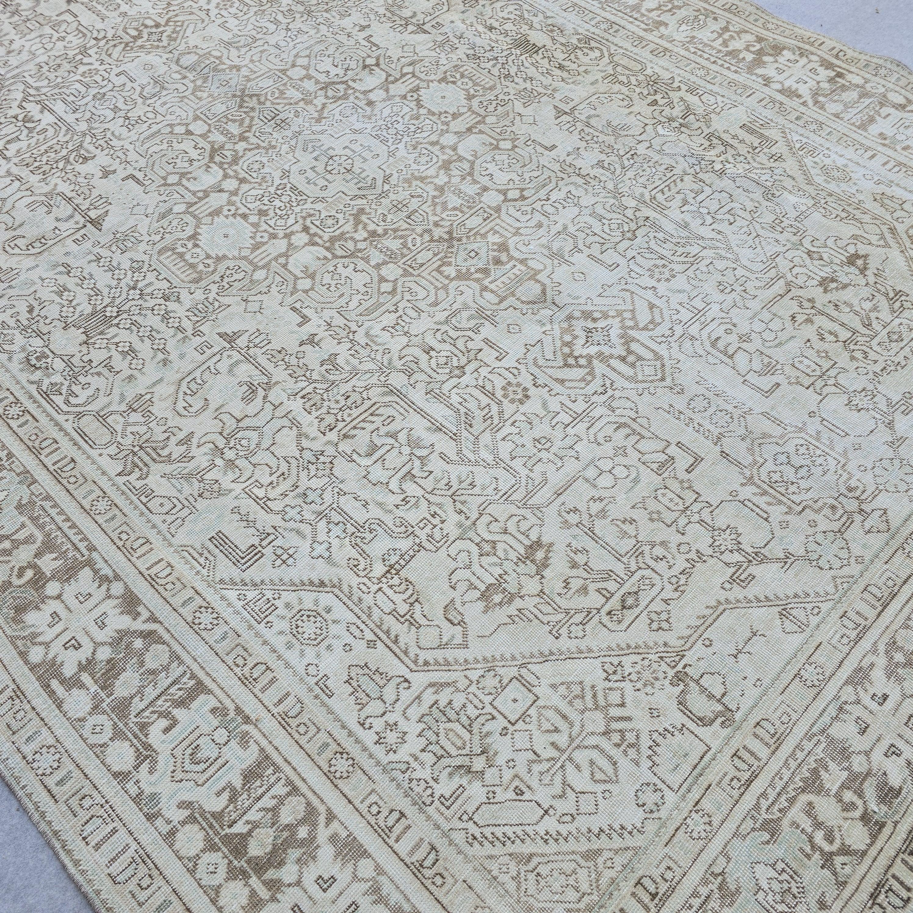 Hand Knotted Oushak Rug: Vintage Turkish Wool Medallion Carpet (7.85 x 10.7 ft.)