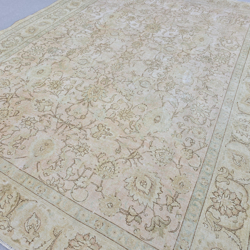 9x12 Handmade Oushak Area Rug for Livingroom and Bedroom / Oversize Turkish Rug/ Authentic Carpet Beige Pink Floral