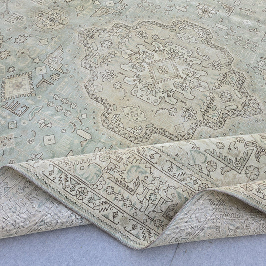 10x12 Vintage Oushak Rug Sage Green Turkish Area Rug Living Room Boho Decor