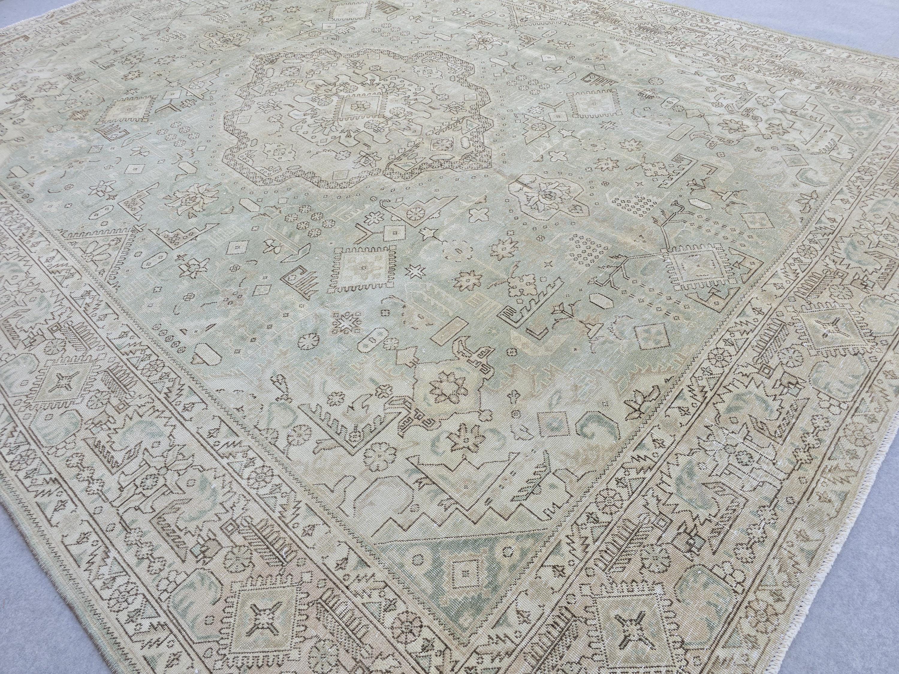 10x12 Vintage Oushak Rug Sage Green Turkish Area Rug Living Room Boho Decor