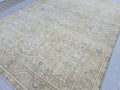 Large Vintage Turkish Rug 9x12 Neutral Oushak Area Rug Double Knot Handwoven