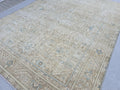 Large Vintage Turkish Rug 9x12 Neutral Oushak Area Rug Double Knot Handwoven