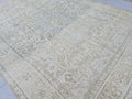 9x12 Neutral Area Rug Vintage / Beige and Blue Handmade Wool Oushak Rug