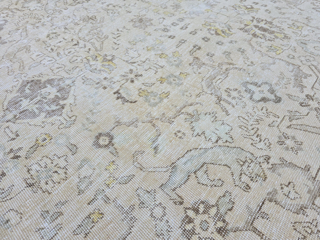 Antique Turkish Rug 10x12 Beige Animal Design Vintage Hand Knotted Wool Rug