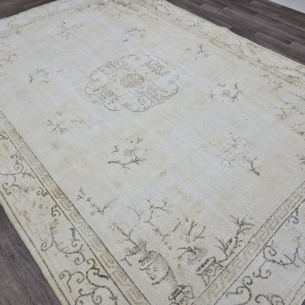 Vintage Oushak Rug 7x10: Hand-Knotted Wool Turkish Area Rug