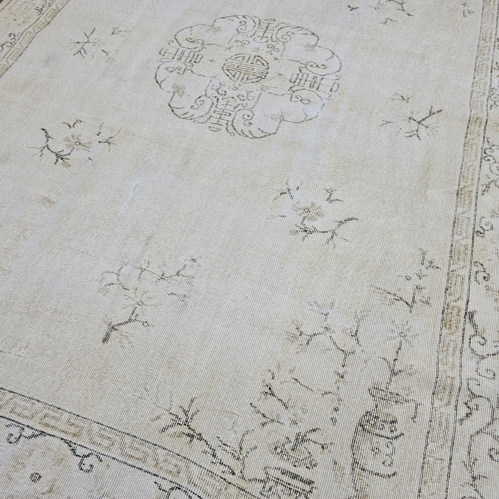 Vintage Oushak Rug 7x10: Hand-Knotted Wool Turkish Area Rug