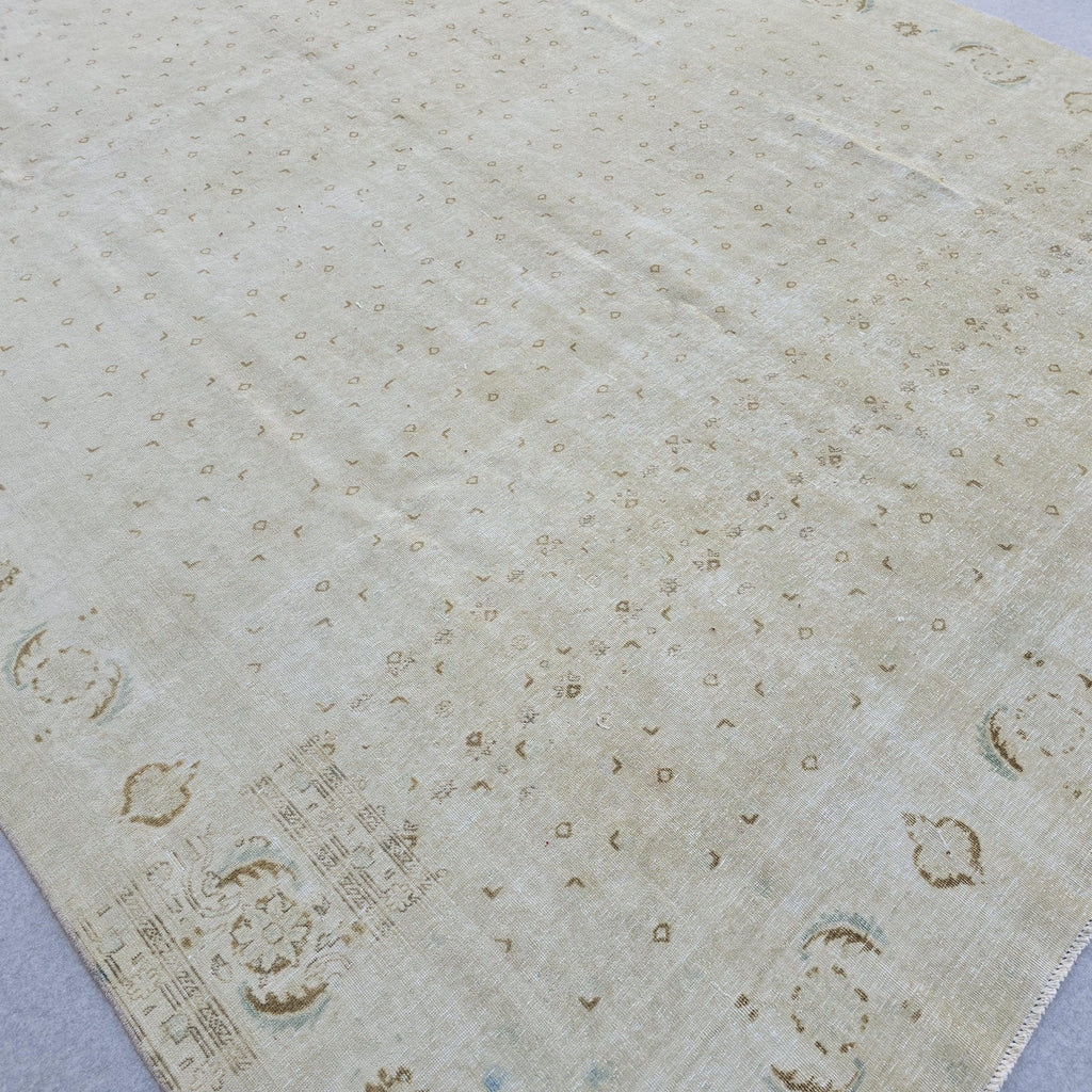 Large Oushak Rug 9x12 | Cream Neutral Area Rug | Hand Knotted Persian Style Bedroom Carpet