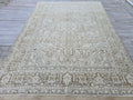 8x10 Hand-Knotted Oushak Rug: Neutral Turkish Vintage Carpet